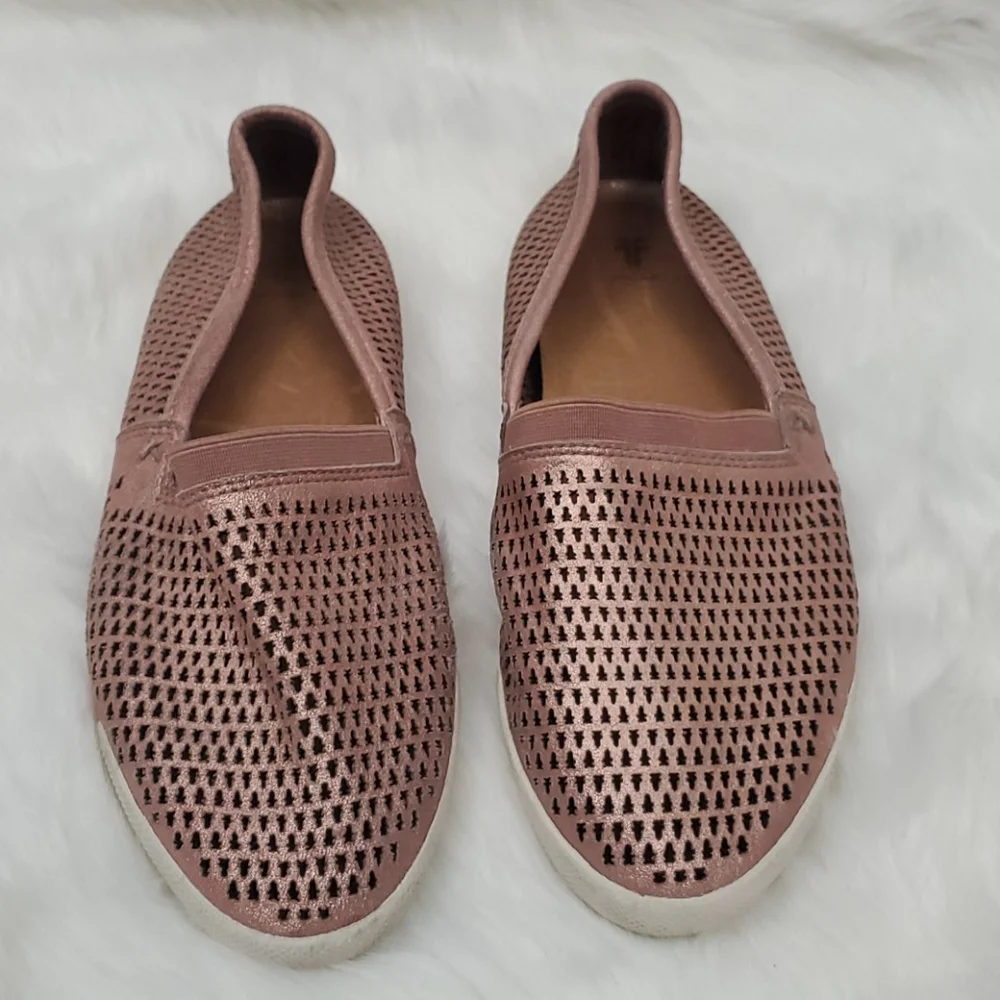 Frye Rose Gold Perforated Slip-On Flats